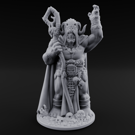 Skull Collecting Orc Necromancer Miniature for Dungeons and Dragons, Pathfinder or other TTRPGs