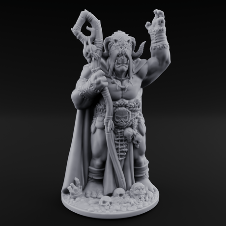 Skull Collecting Orc Necromancer Miniature for Dungeons and Dragons, Pathfinder or other TTRPGs