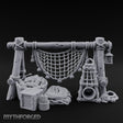 Net-Draped Catch-Laden Dockside Fishing Scatter Set Miniature for Dungeons and Dragons, Pathfinder or other TTRPGs