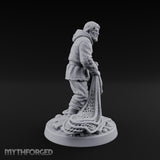 Net Hauling Human Fisherman Miniature for Dungeons and Dragons, Pathfinder or other TTRPGs