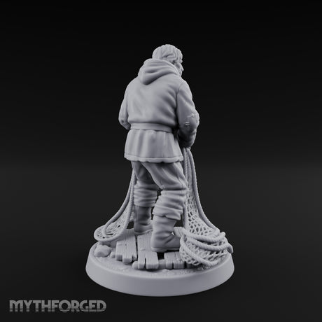 Net Hauling Human Fisherman Miniature for Dungeons and Dragons, Pathfinder or other TTRPGs