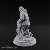 Net Hauling Human Fisherman Miniature for Dungeons and Dragons, Pathfinder or other TTRPGs