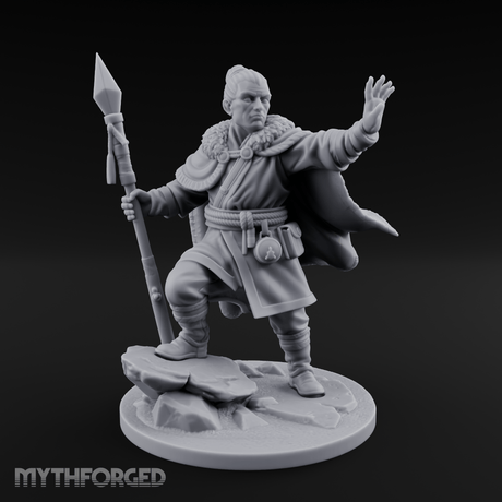 One Arm Raised Proclaiming Human Warlord Miniature for Dungeons and Dragons, Pathfinder or other TTRPGs