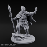 One Arm Raised Proclaiming Human Warlord Miniature for Dungeons and Dragons, Pathfinder or other TTRPGs
