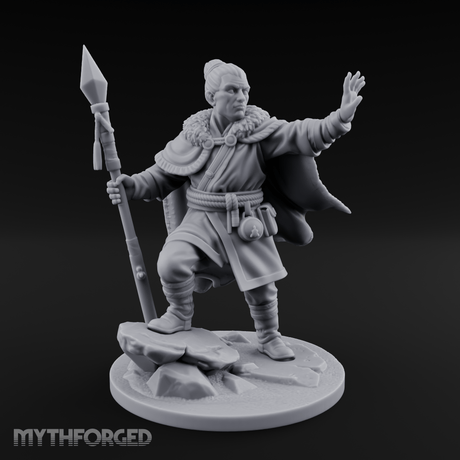 One Arm Raised Proclaiming Human Warlord Miniature for Dungeons and Dragons, Pathfinder or other TTRPGs
