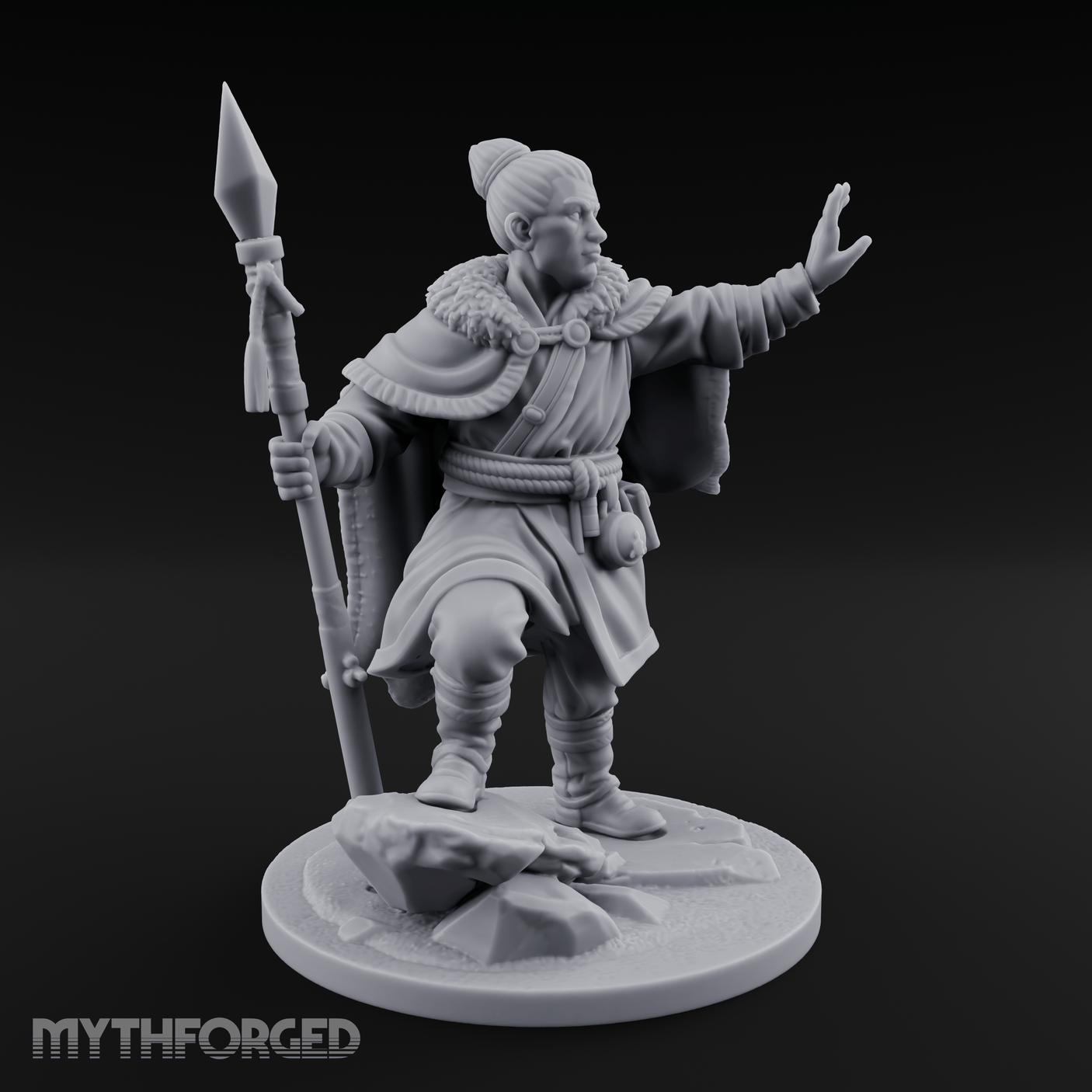 One Arm Raised Proclaiming Human Warlord Miniature for Dungeons and Dragons, Pathfinder or other TTRPGs