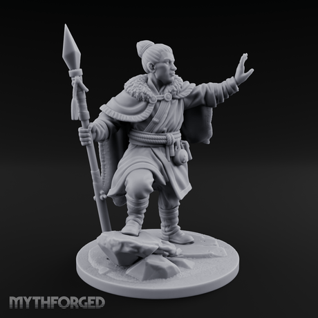 One Arm Raised Proclaiming Human Warlord Miniature for Dungeons and Dragons, Pathfinder or other TTRPGs