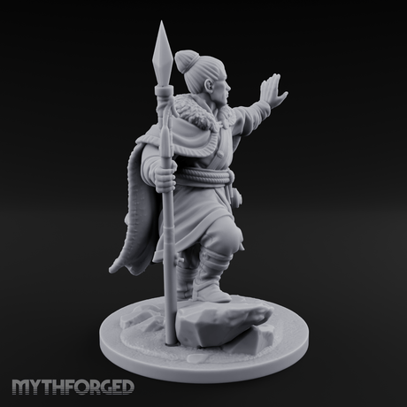 One Arm Raised Proclaiming Human Warlord Miniature for Dungeons and Dragons, Pathfinder or other TTRPGs