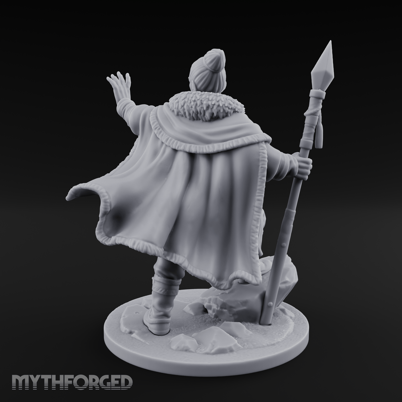 One Arm Raised Proclaiming Human Warlord Miniature for Dungeons and Dragons, Pathfinder or other TTRPGs
