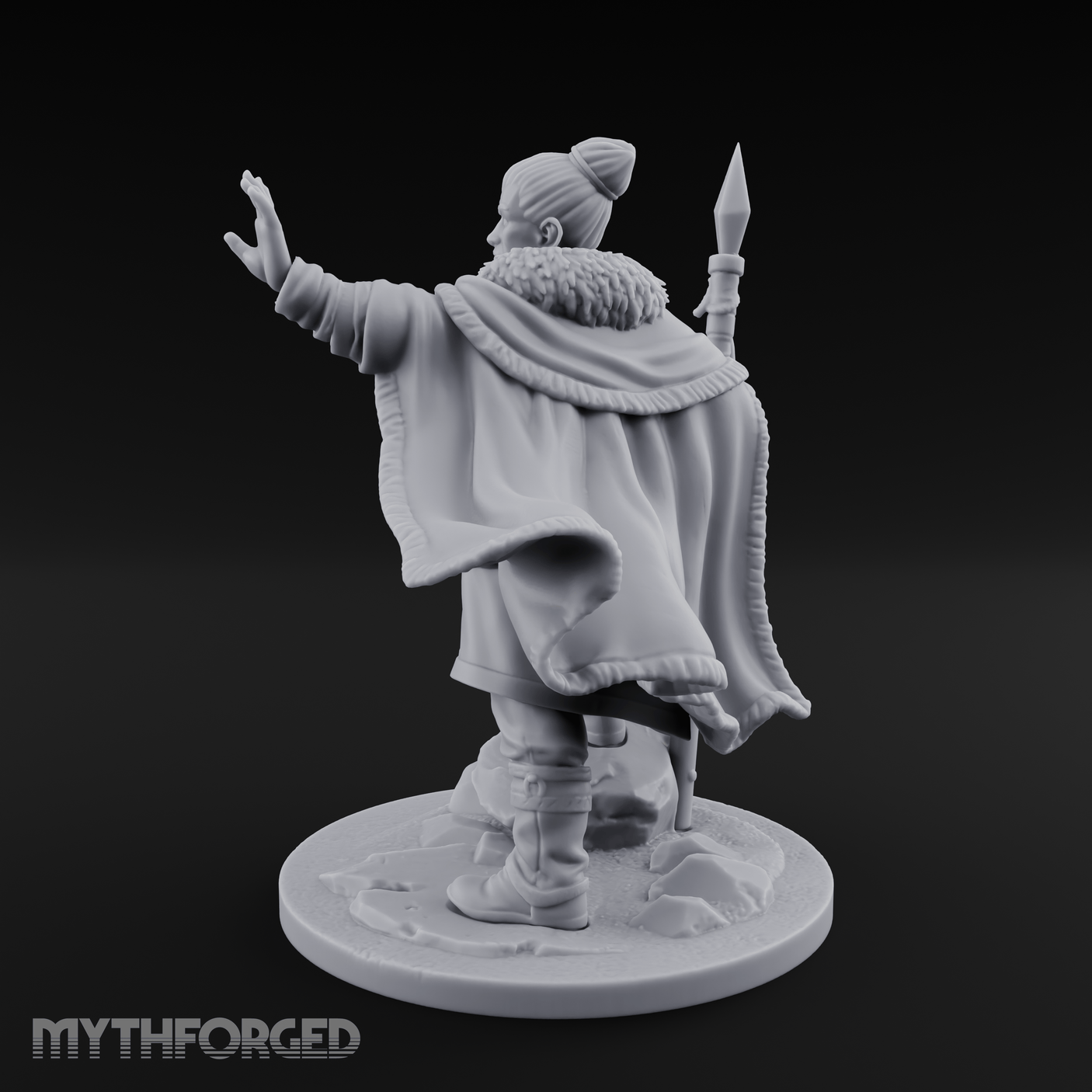 One Arm Raised Proclaiming Human Warlord Miniature for Dungeons and Dragons, Pathfinder or other TTRPGs
