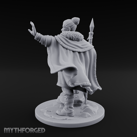 One Arm Raised Proclaiming Human Warlord Miniature for Dungeons and Dragons, Pathfinder or other TTRPGs