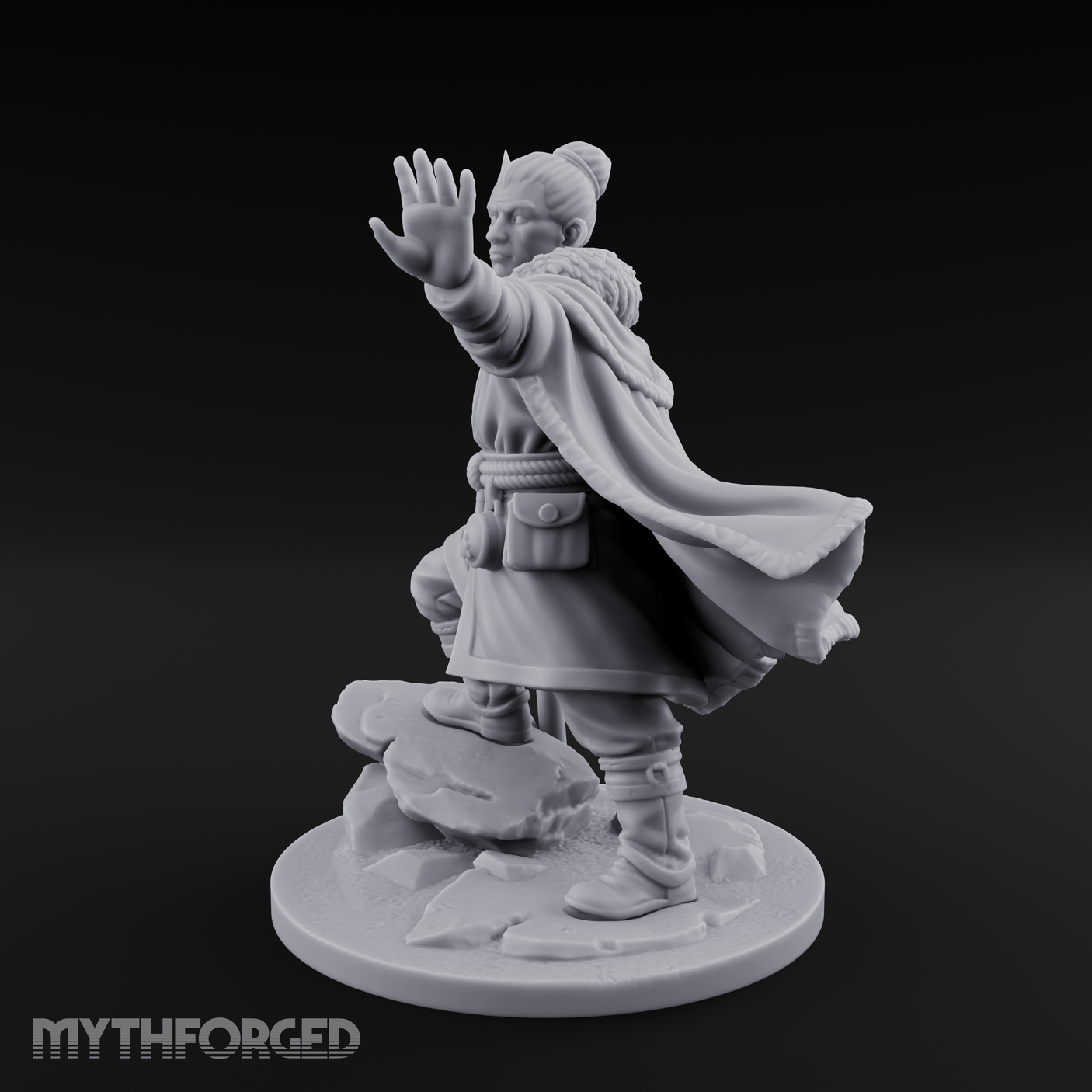 One Arm Raised Proclaiming Human Warlord Miniature for Dungeons and Dragons, Pathfinder or other TTRPGs