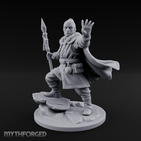 One Arm Raised Proclaiming Human Warlord Miniature for Dungeons and Dragons, Pathfinder or other TTRPGs