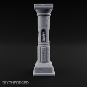 Niche-Carved Script-Paneled Saint Relief Temple Column Miniature for Dungeons and Dragons, Pathfinder or other TTRPGs
