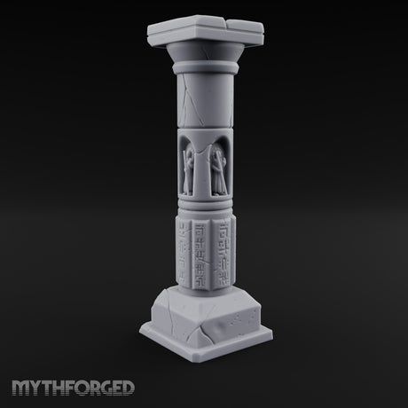 Niche-Carved Script-Paneled Saint Relief Temple Column Miniature for Dungeons and Dragons, Pathfinder or other TTRPGs