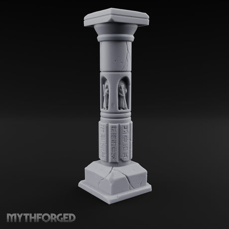 Niche-Carved Script-Paneled Saint Relief Temple Column Miniature for Dungeons and Dragons, Pathfinder or other TTRPGs