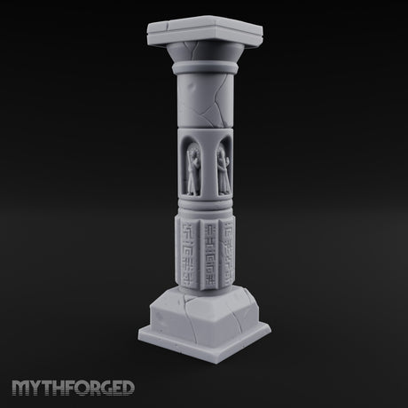 Niche-Carved Script-Paneled Saint Relief Temple Column Miniature for Dungeons and Dragons, Pathfinder or other TTRPGs
