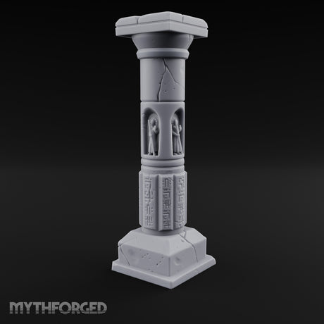 Niche-Carved Script-Paneled Saint Relief Temple Column Miniature for Dungeons and Dragons, Pathfinder or other TTRPGs