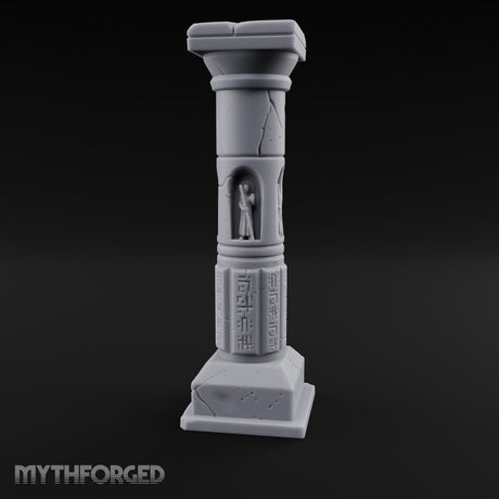 Niche-Carved Script-Paneled Saint Relief Temple Column Miniature for Dungeons and Dragons, Pathfinder or other TTRPGs