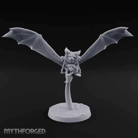 Bat Riding Gnome Courier Miniature for Dungeons and Dragons, Pathfinder or other TTRPGs