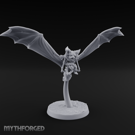 Bat Riding Gnome Courier Miniature for Dungeons and Dragons, Pathfinder or other TTRPGs