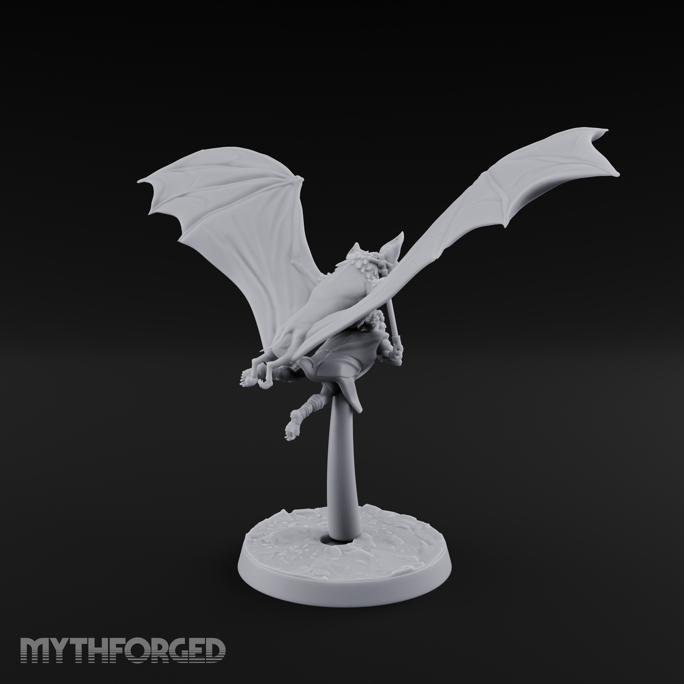 Bat Riding Gnome Courier Miniature for Dungeons and Dragons, Pathfinder or other TTRPGs