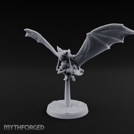 Bat Riding Gnome Courier Miniature for Dungeons and Dragons, Pathfinder or other TTRPGs