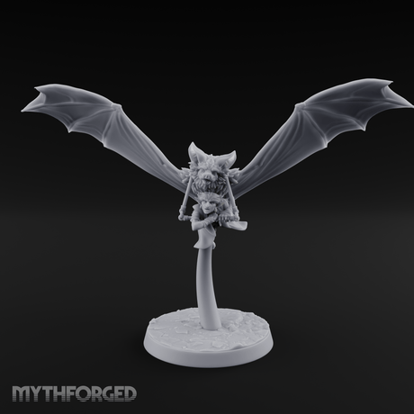 Bat Riding Gnome Courier Miniature for Dungeons and Dragons, Pathfinder or other TTRPGs