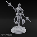 Twirling Double-Ended Elf Spearmaiden Miniature for Dungeons and Dragons, Pathfinder or other TTRPGs