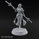 Twirling Double-Ended Elf Spearmaiden Miniature for Dungeons and Dragons, Pathfinder or other TTRPGs