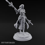 Twirling Double-Ended Elf Spearmaiden Miniature for Dungeons and Dragons, Pathfinder or other TTRPGs