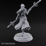 Twirling Double-Ended Elf Spearmaiden Miniature for Dungeons and Dragons, Pathfinder or other TTRPGs