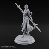 Twirling Double-Ended Elf Spearmaiden Miniature for Dungeons and Dragons, Pathfinder or other TTRPGs