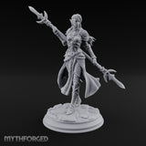 Twirling Double-Ended Elf Spearmaiden Miniature for Dungeons and Dragons, Pathfinder or other TTRPGs