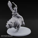 Saber Swinging Noble Bear Rider Miniature for Dungeons and Dragons, Pathfinder or other TTRPGs