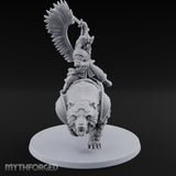 Saber Swinging Noble Bear Rider Miniature for Dungeons and Dragons, Pathfinder or other TTRPGs