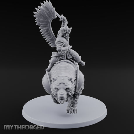 Saber Swinging Noble Bear Rider Miniature for Dungeons and Dragons, Pathfinder or other TTRPGs