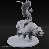 Saber Swinging Noble Bear Rider Miniature for Dungeons and Dragons, Pathfinder or other TTRPGs