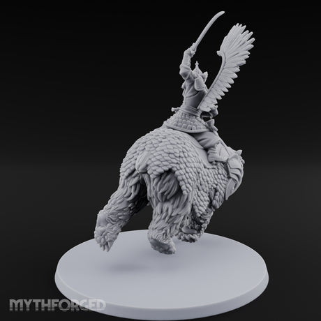 Saber Swinging Noble Bear Rider Miniature for Dungeons and Dragons, Pathfinder or other TTRPGs