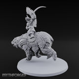 Saber Swinging Noble Bear Rider Miniature for Dungeons and Dragons, Pathfinder or other TTRPGs