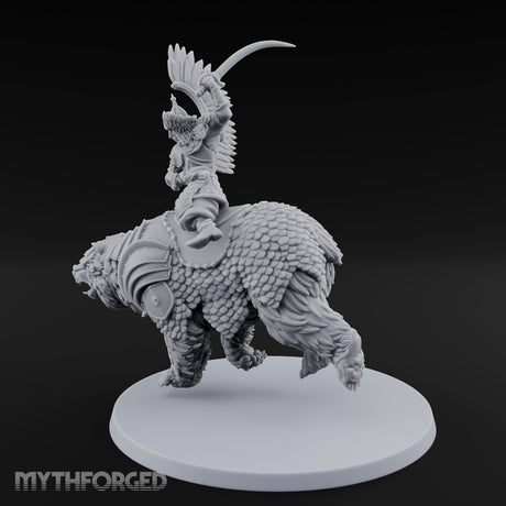 Saber Swinging Noble Bear Rider Miniature for Dungeons and Dragons, Pathfinder or other TTRPGs