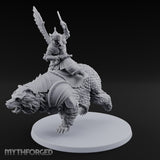 Saber Swinging Noble Bear Rider Miniature for Dungeons and Dragons, Pathfinder or other TTRPGs