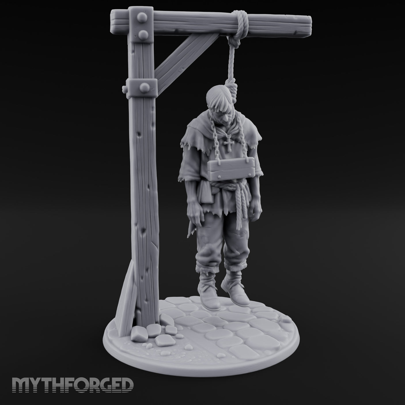 Noose Dangling Hanged Man Miniature for Dungeons and Dragons, Pathfinder or other TTRPGs