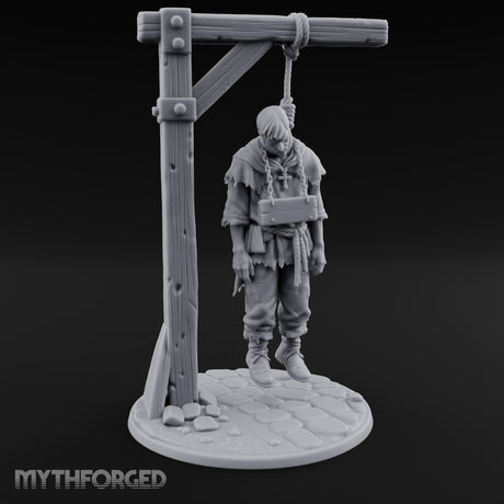 Noose Dangling Hanged Man Miniature for Dungeons and Dragons, Pathfinder or other TTRPGs