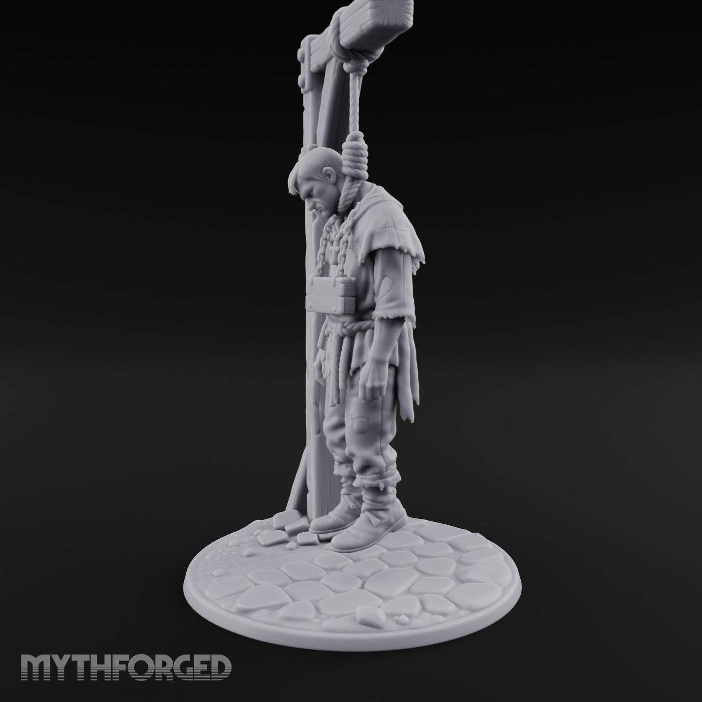 Noose Dangling Hanged Man Miniature for Dungeons and Dragons, Pathfinder or other TTRPGs