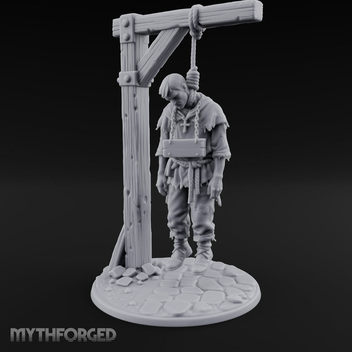 Noose Dangling Hanged Man Miniature for Dungeons and Dragons, Pathfinder or other TTRPGs