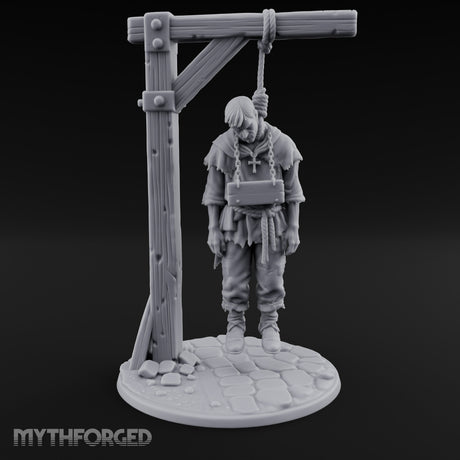 Noose Dangling Hanged Man Miniature for Dungeons and Dragons, Pathfinder or other TTRPGs