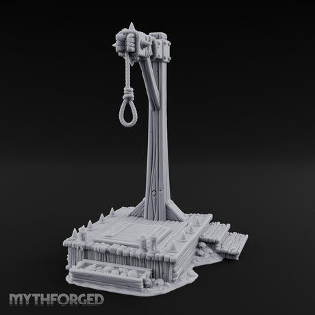 Noose-Hung Spike-Rimmed Execution Gallows Platform Miniature for Dungeons and Dragons, Pathfinder or other TTRPGs