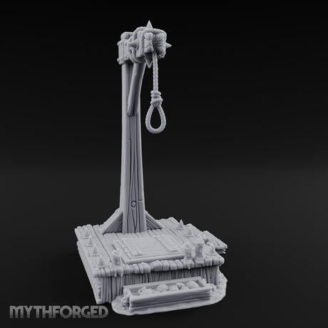 Noose-Hung Spike-Rimmed Execution Gallows Platform Miniature for Dungeons and Dragons, Pathfinder or other TTRPGs