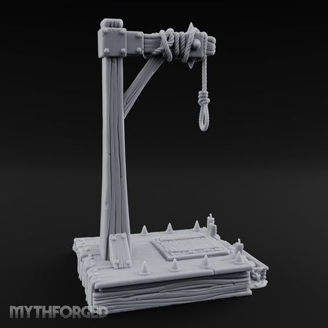Noose-Hung Spike-Rimmed Execution Gallows Platform Miniature for Dungeons and Dragons, Pathfinder or other TTRPGs
